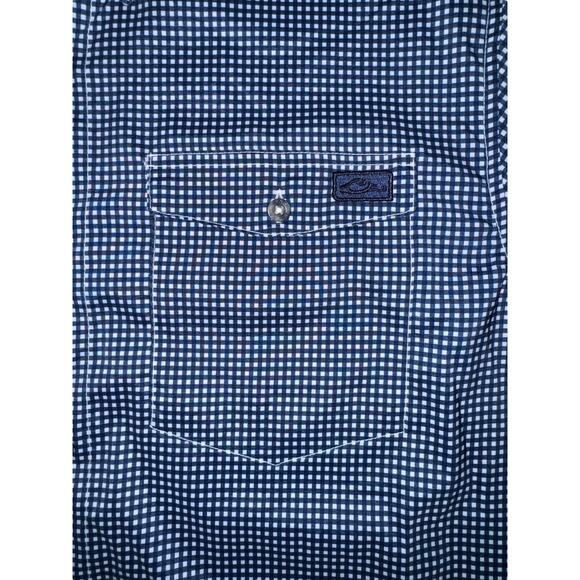 Drake Men’s Large Blue Check Short Sleeve Button Up Fishing Shirt Vented Outdoor - Picture 6 of 14